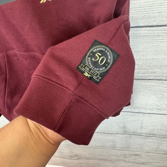 Reebok Unisex Maroon Hip Hop Graphic Pullover Hoodie Size Large - Picture 5 of 9